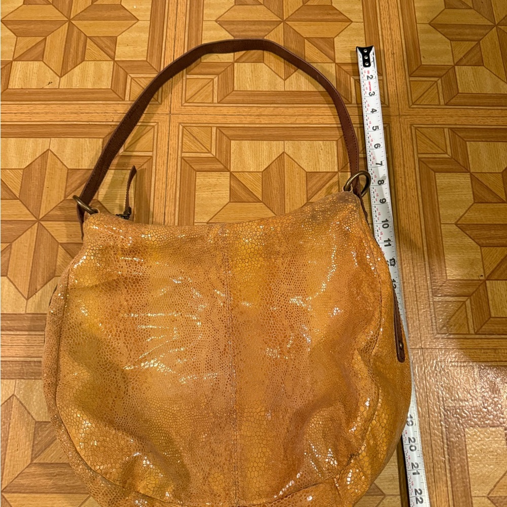 HOBO Shimmering Yellow Tan Leather Hobo Bag